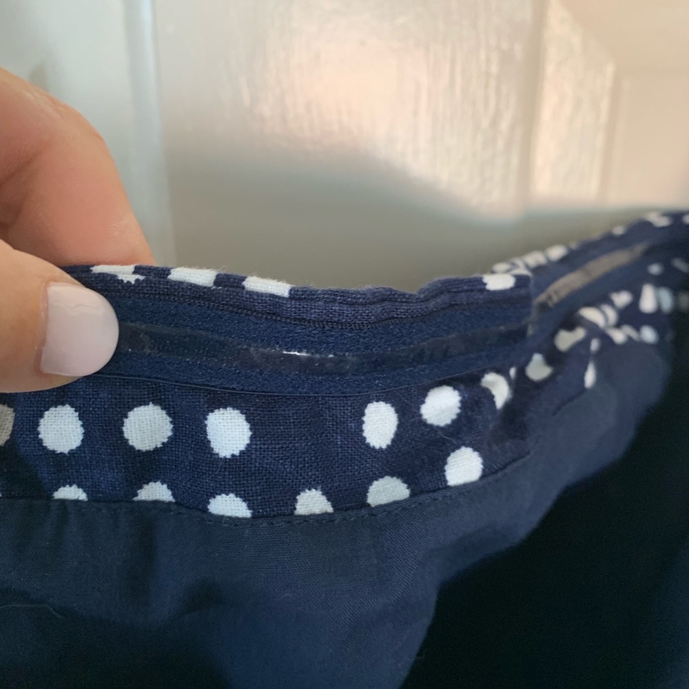 Navy Dot Pattern Strapless Dress - image 5